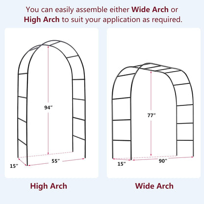 Garden Arch, Outdoor Flower Garden Arch Trellis, Sturdy Steel Arbor for Climbing Plants, Wedding