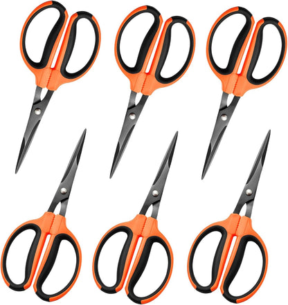 GROWNEER 6 Packs Trimming Scissors Teflon Coated Non Stick Blades Pruning Shears Gardening Hand