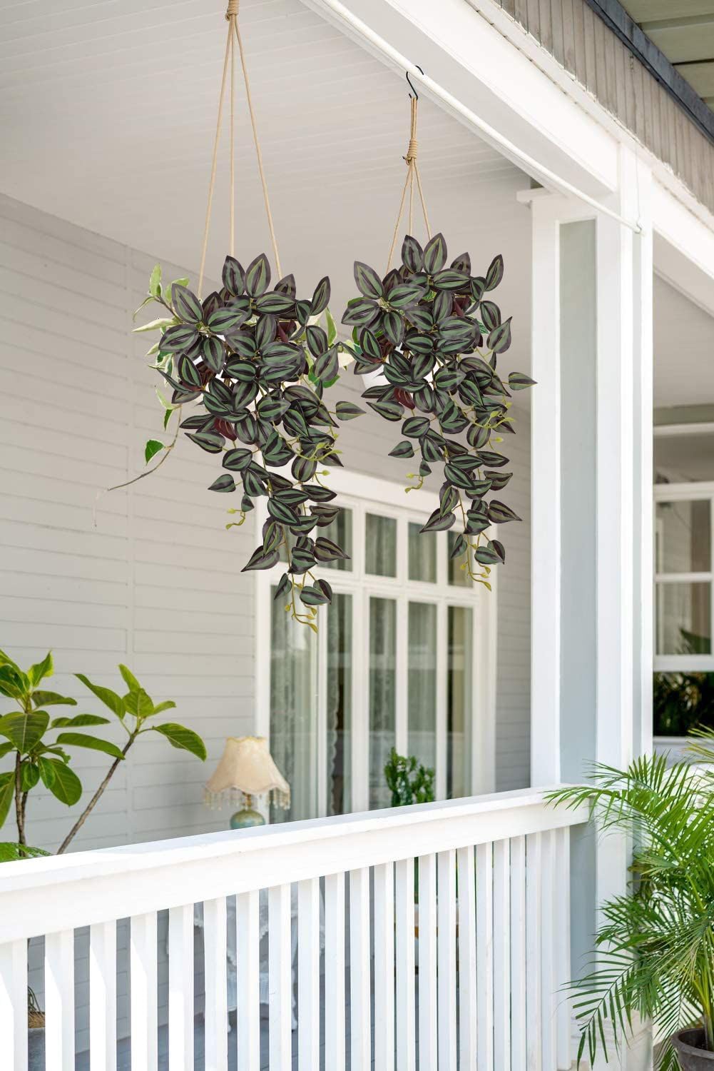 DILATATA Fake Hanging Plants Artificial Hanging Plants 26" Faux Wandering Jew Hangings Leaves Plant