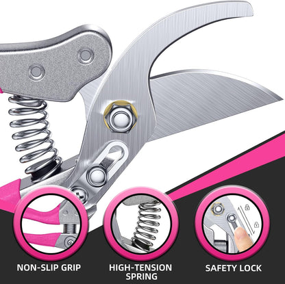 8.5" Professional Bypass Pruning Shears – Heavy Duty Garden Scissors & Clippers for Branch