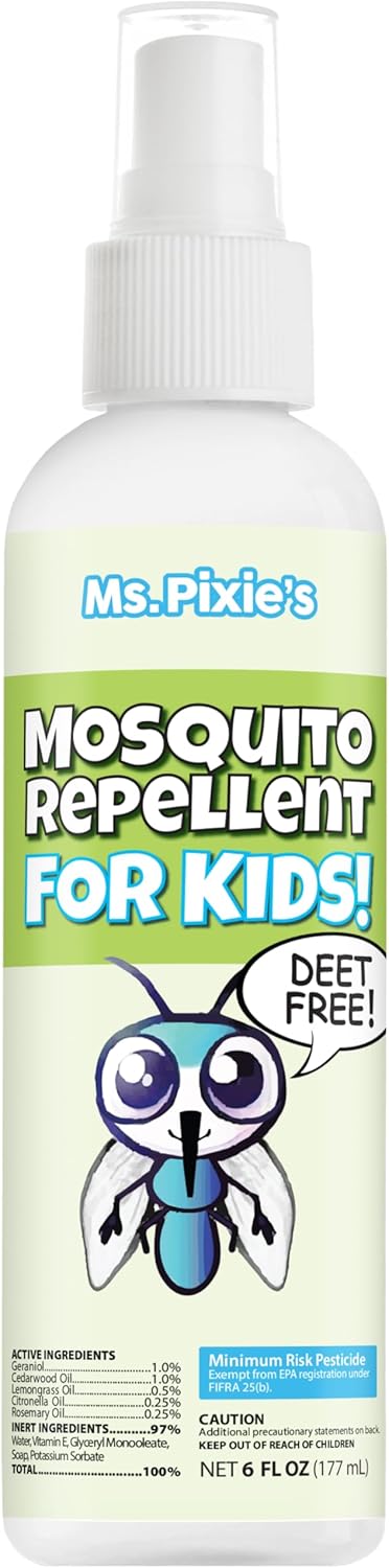 Ms. Pixie's Mosquito Repellent for Kids, DEET-Free Gentle Bug Spray for Children’s Skin & Outdoor