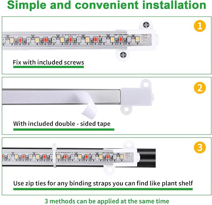 7.8'' 3 Head LED Grow Light Strips, Grow Lamps for Indoor Plants Full Spectrum, Plant Light with