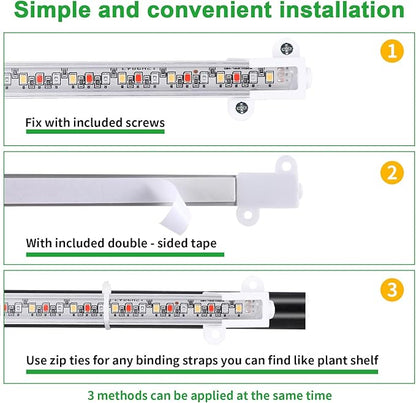 7.8'' 3 Head LED Grow Light Strips, Grow Lamps for Indoor Plants Full Spectrum, Plant Light with