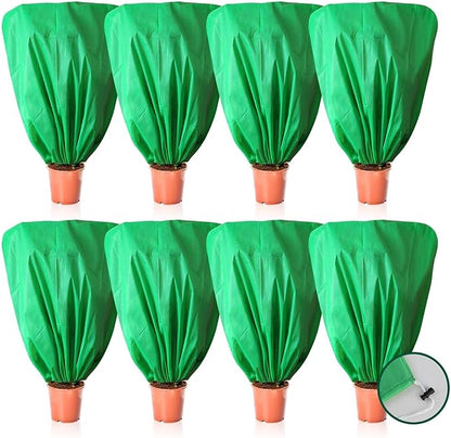 8 Pcs Plant Covers Frost Protection Bag 39.3" x 39.3" Winter Reusable Plants Jacket with Drawstring