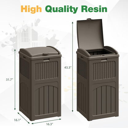Flamaker 30 Gallon Trash Can, Resin Outdoor Garbage Can with Lid, Waterproof Hideaway Patio Waste
