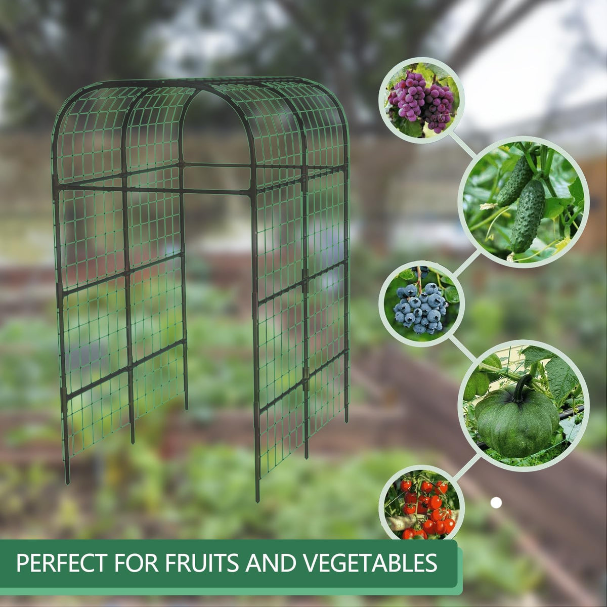 Metal Garden Arch Trellis, 7.3Ft Black for Raised Beds, Plant Support for Cucumbers & Climbing