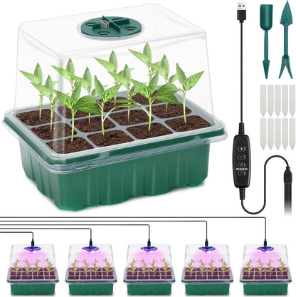 Seed Starter Tray, Plant Propagation Station with Grow Light, Seedling Starter Trays with Timing
