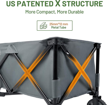 Timber Ridge 51.2'' Extended Collapsible Wagon Cart, 500LBS Heavy Duty Foldable Utility Wagon with