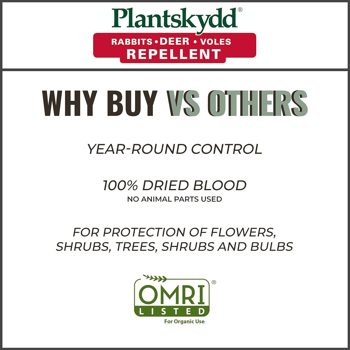 Plantskydd Animal Repellent - Repels Deer, Rabbits, Elk, Moose, Hares, Voles, Squirrels, Chipmunks