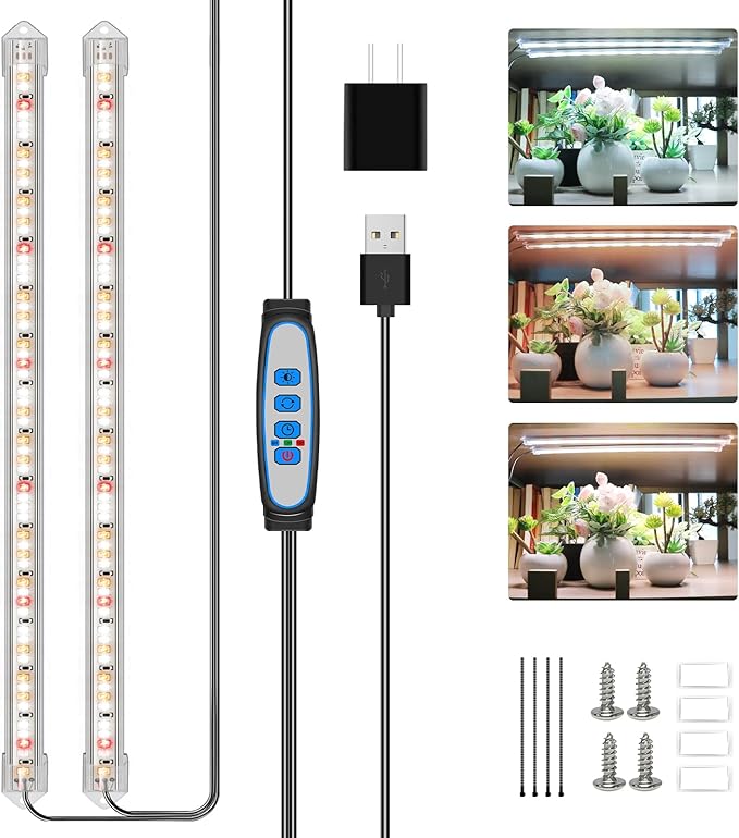 Grow Lights for Indoor Plants, 16" Full Spectrum Plant Grow Light Strips with Upgrade Timer 6/12/16