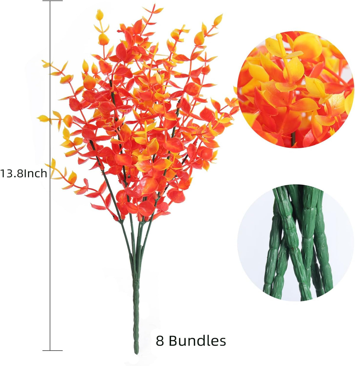 RECUTMS Artificial Outdoor Mums Artificial Eucalyptus Stems Faux Outdoor Boxwoods Faux Flowers for