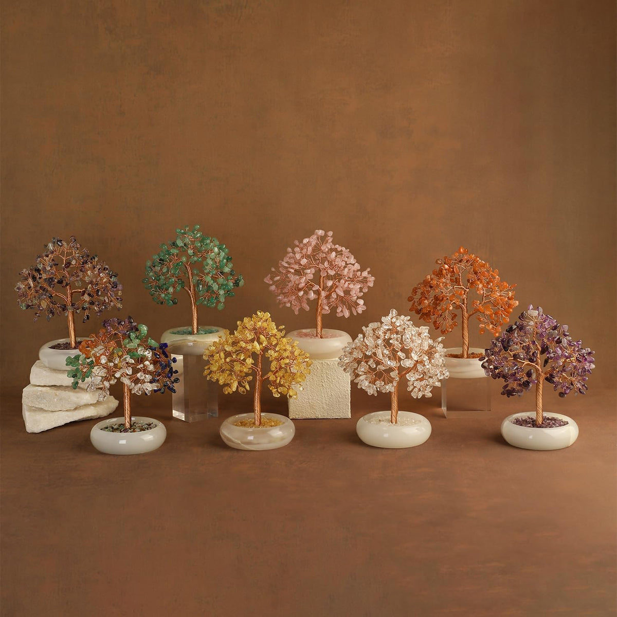 Seven Chakra Crystal Trees, Bonsai Tree, Money Tree, Healing Stones, Crystal Tree of Life, Desk