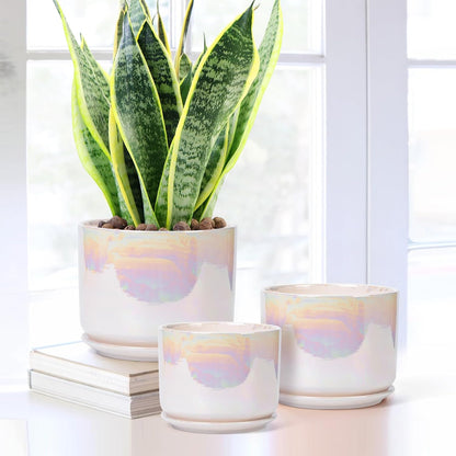 EFISPSS Plant Pots, 4+5+6 Inch Pots for Indoor Plants,Ceramic Planter Pot with Drainage Hole,Flower
