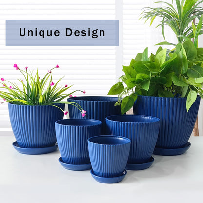 7.5/6.5/5.5/4.9/4.2/3.5 Inch Plant Pots with Saucers & Drain Holes - Indoor/Outdoor Flower Pots for