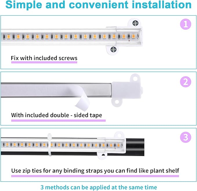 LED Grow Light Strips, Grow Lamps for Indoor Plants Full Spectrum 3000K, 72 LEDs Plant Light with