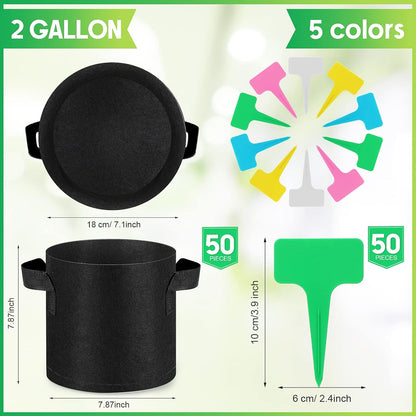 Nuanchu 50 Packs Grow Bags Small Aeration Fabric Pots Nonwoven Garden Bags Grow Pots Planter with