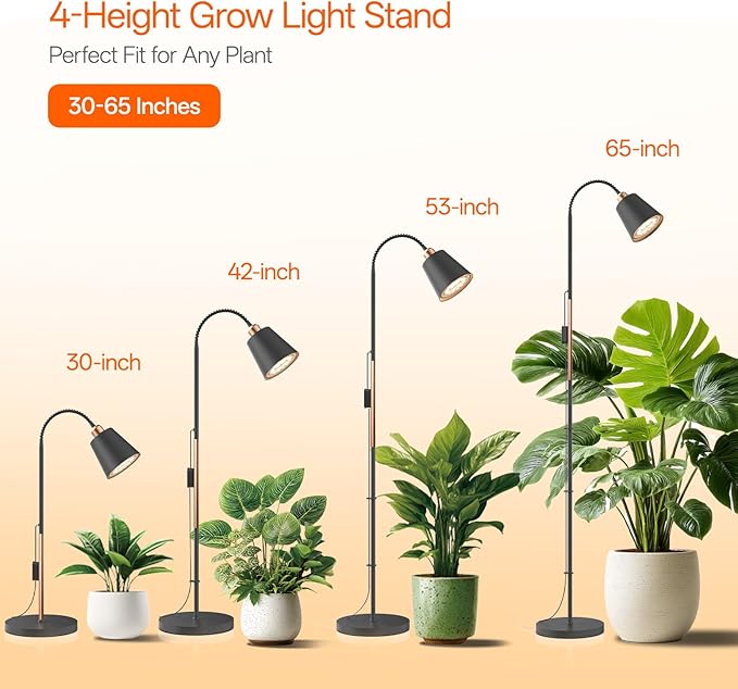 Bstrip Floor Grow Light for Indoor Plants, 65" Tall Standing Grow Light, 18W Non-Dimmable LED Plant