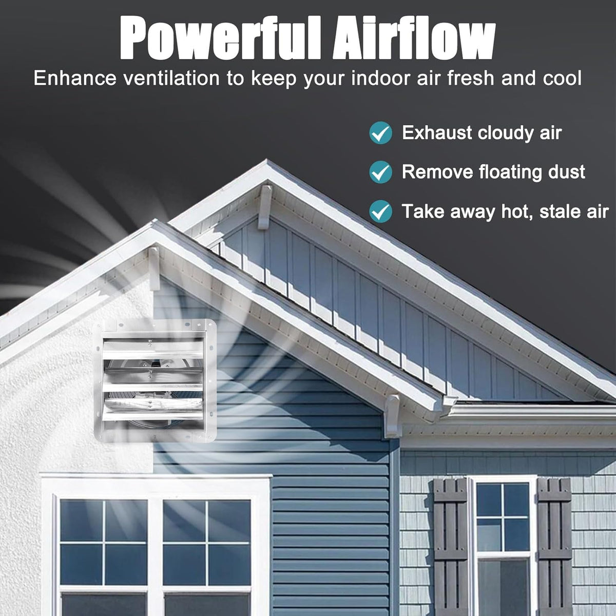 Criditpid 7 Inch Shutter Exhaust Fan, Garage Exhaust, Wall Exhaust Fan with ON/OFF Switch for