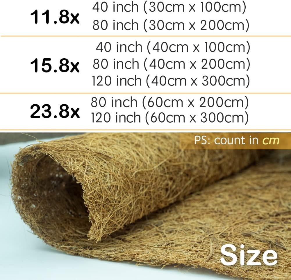 Coco Liner Roll, Yarrdfir 12x40 inch Natural Coconut Liners for Planter Flower Basket, Reptile