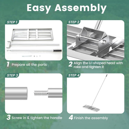 Goplus Lawn Leveling Rake, 30" x 10" Heavy Duty Level Lawn Tool w/ Ergonomic Handle for Soil