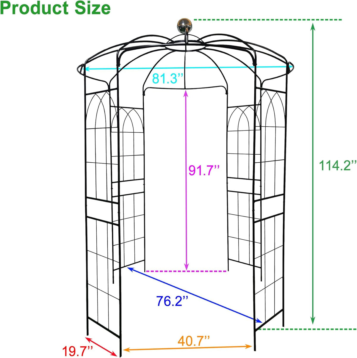 Metal Gazebo Birdcage Shape, Garden Trellis Arbor Arch for Climbing Plants Stand Rack Pergola