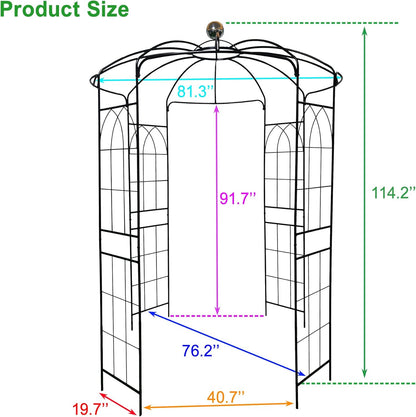 Metal Gazebo Birdcage Shape, Garden Trellis Arbor Arch for Climbing Plants Stand Rack Pergola