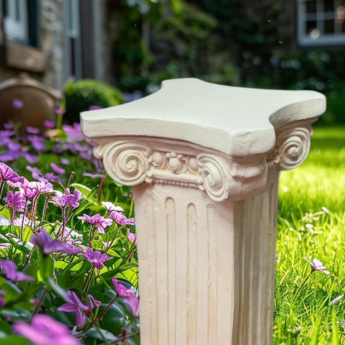 Elegant Classical Greek Roman Ionic Order Vintage Weathered Column Pedestal Decorative Display