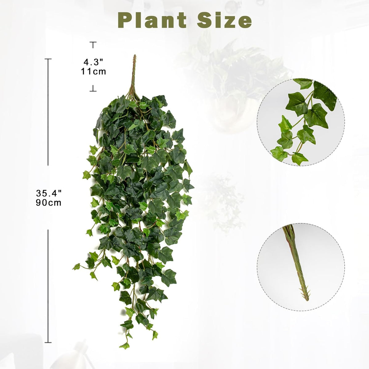 Hollyone Artificial Hanging Plants 36" Fake Ivy Vine Faux Ivy Leaves Hanging Plant Greenery for