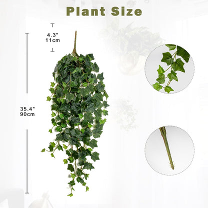 Hollyone Artificial Hanging Plants 36" Fake Ivy Vine Faux Ivy Leaves Hanging Plant Greenery for