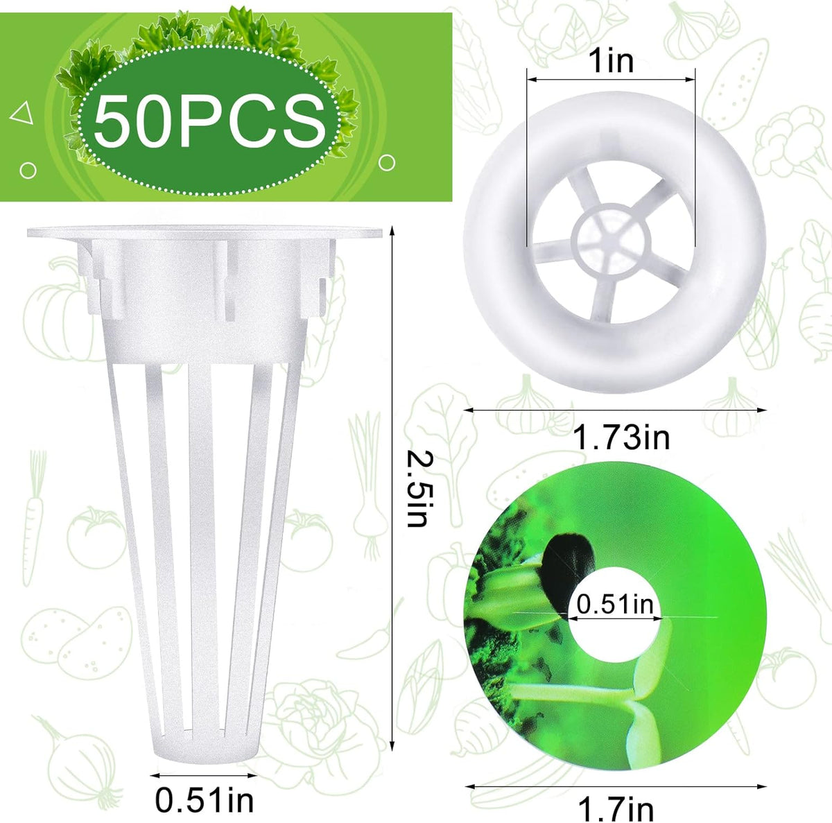 Cunhill 100 Pcs Hydroponic Growing Kit Include 50 Pcs Plant Replacement Basket Containers and 50