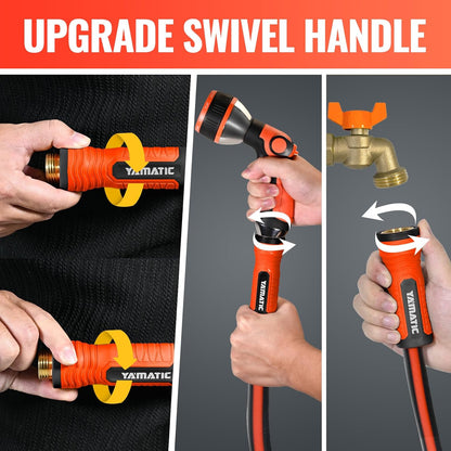 YAMATIC Short Garden Hose 5ft, 5/8" Leader Hose with Swivel Handle, Small Water Hose Extension