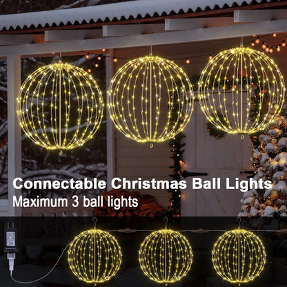 LIGHTSHARE 20IN 200LED Light Ball Yard Decoration Pathway Lights Sphere Light Fold Flat Metal Frame