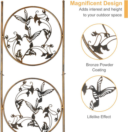 SUNNYPARK Set of 2 Hummingbird Metal Garden Trellis for Climbing Plants, Decorative Vegetables