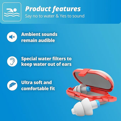 Alpine SwimSafe - Ear Plugs for Swimming - Ear Protection Against Water - Comfortable Waterproof