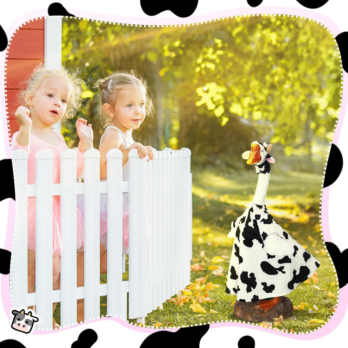 Cow Goose Outfit Clothes for 23 High Cement or Plastic Goose Lawn Clothing Porch Garden Costume
