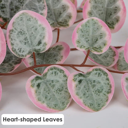 Briful Fake Plants Indoor 16'' Artificial String of Hearts Plants with Ceramic Pot Small Faux