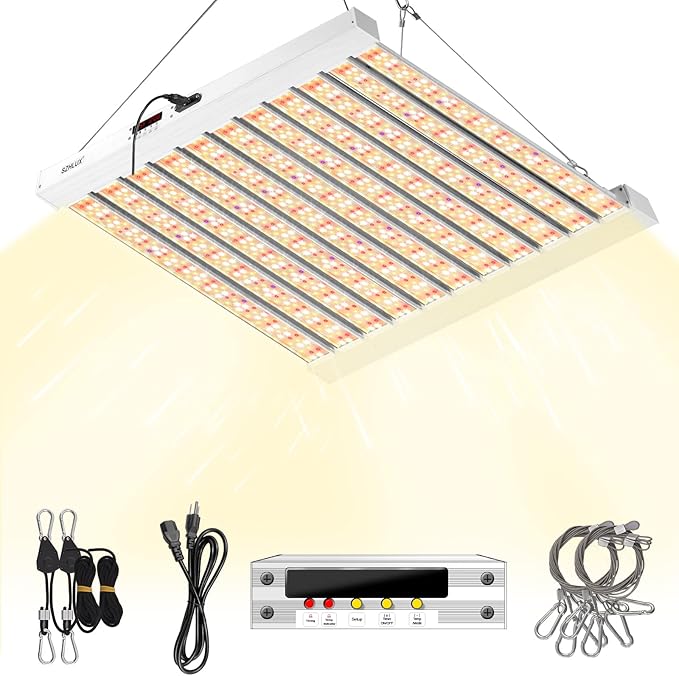 SZHLUX 500W LED Grow Light 4x4/5x5ft with Timer and Temp Control, Full Spectrum Grow Lamp with 1056