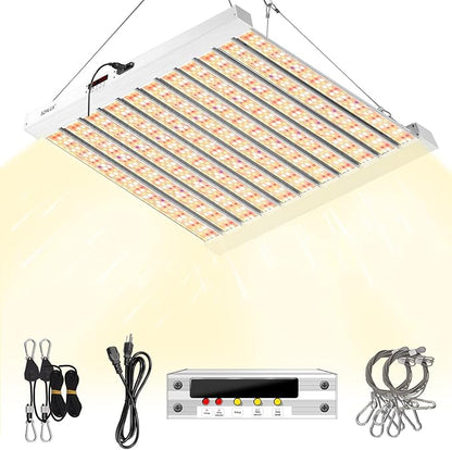 SZHLUX 500W LED Grow Light 4x4/5x5ft with Timer and Temp Control, Full Spectrum Grow Lamp with 1056