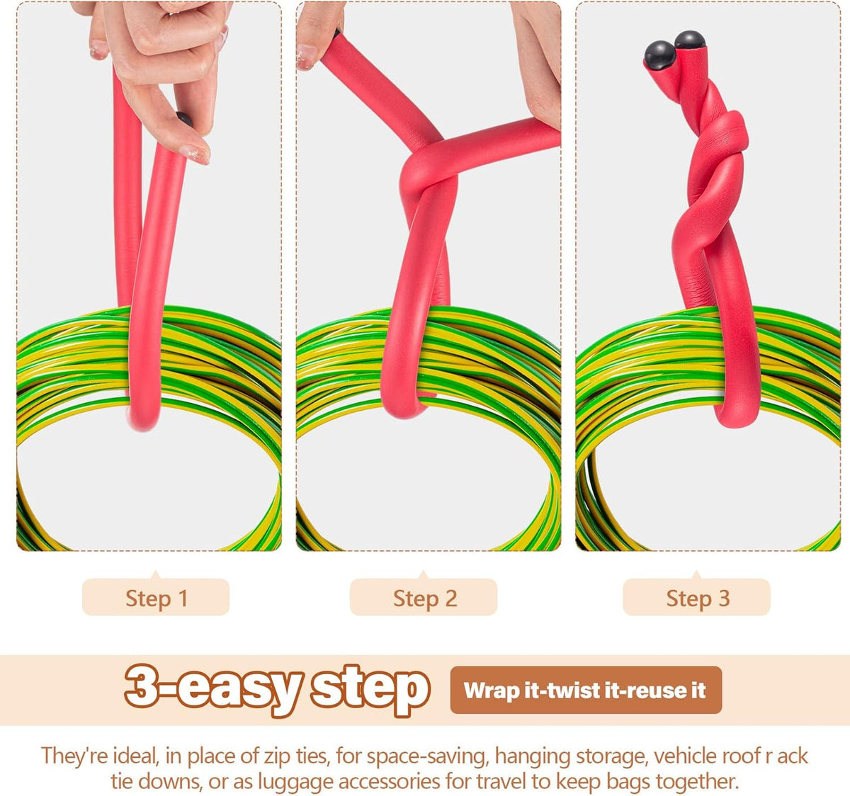 20 Pcs 17 Inch EVA Foam Twist Rubber Ties Reusable Bendable Cable Tie Straps Flexible Heavy Duty