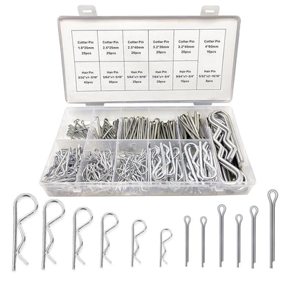 Boatsea 250Pcs Cotter Pin Assortment Kit R Clips Spring Retaining Hair Pins Assortment Kit