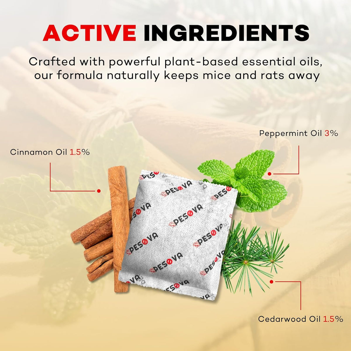 Mouse Repellent Pouches, Natural Rodent Repellent for Home, Car, RV, Garage, and Storage-Peppermint