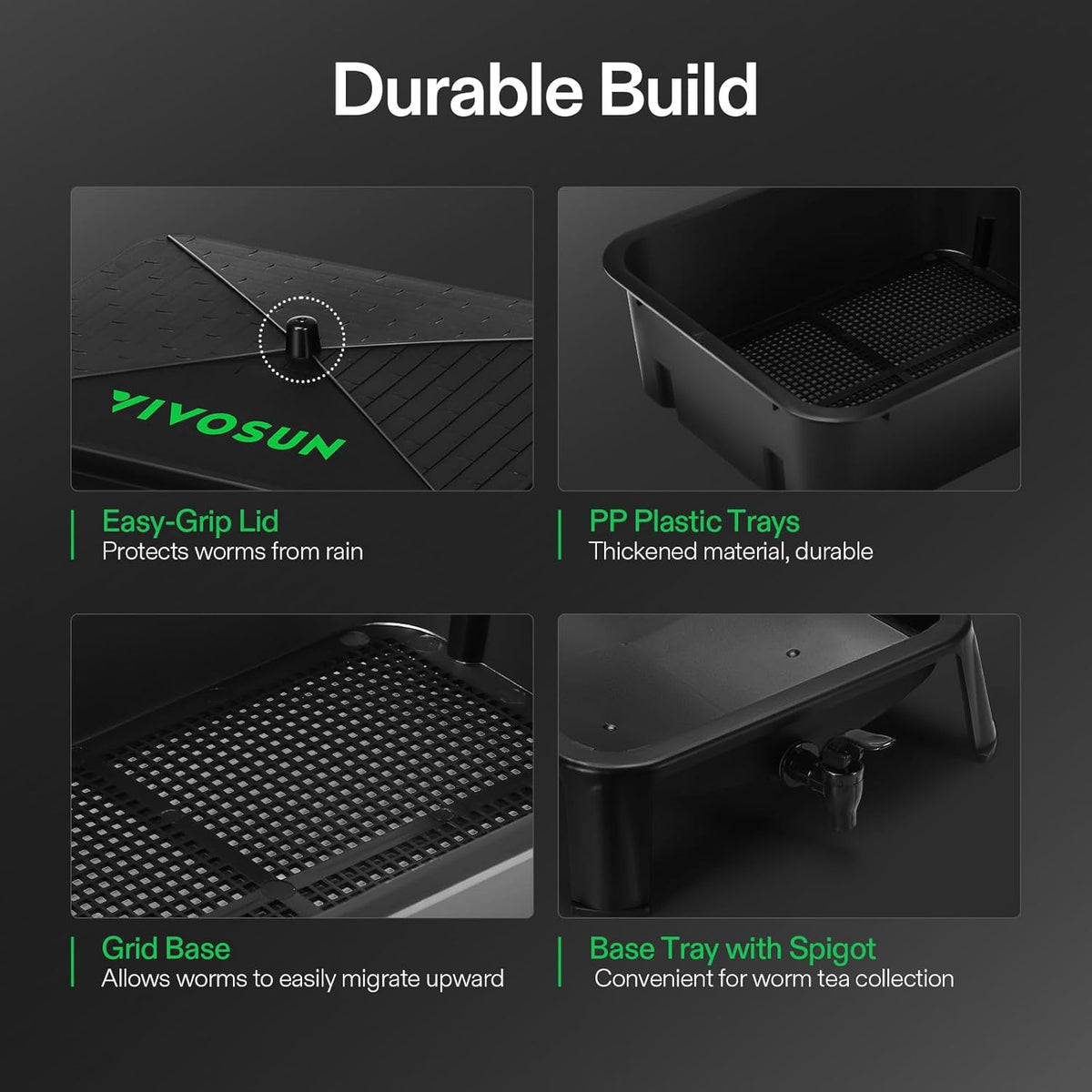VIVOSUN 3-Layer Worm Compost Bin, 30L Worm Composter, Easy Setup Inclusive Worm Farm Kit for