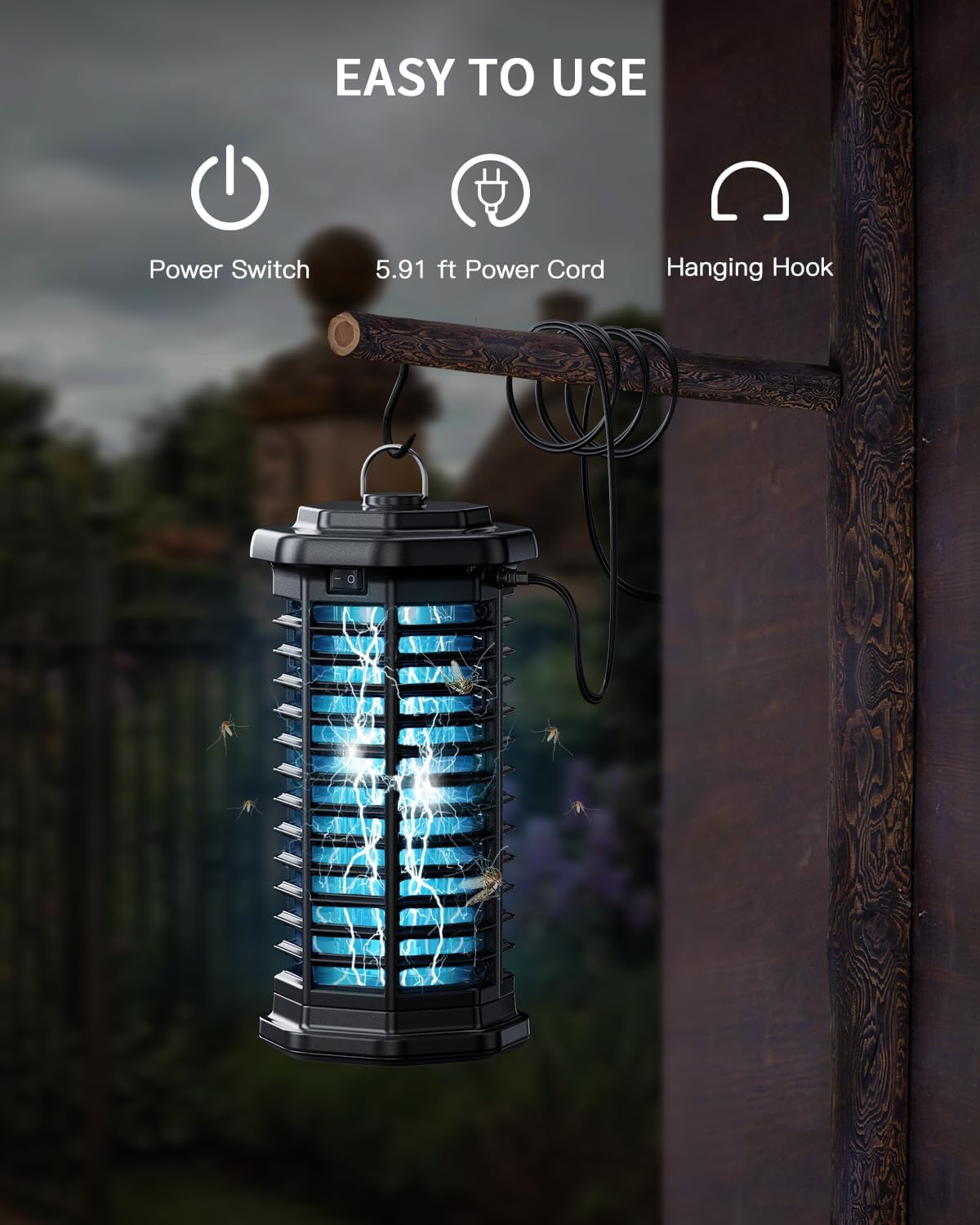 Minimoon Bug Zapper Outdoor 4000V Powerful Electric Mosquito Zapper, 15w Fly Trap Outdoor, IPX4