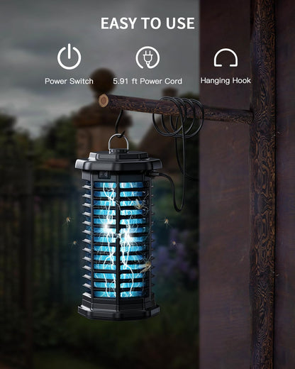Minimoon Bug Zapper Outdoor 4000V Powerful Electric Mosquito Zapper, 15w Fly Trap Outdoor, IPX4