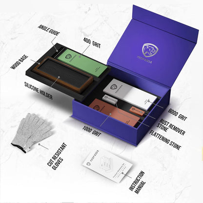 Extra Large Knife Sharpening Stone Kit - YeopAsda Thickered 3 Side Grit 400/1000/6000 Xl Wet Stone