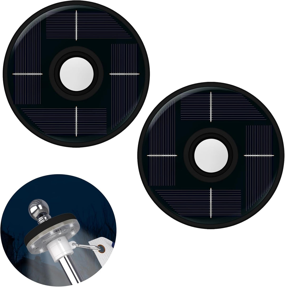 ZMTECH 2PC Flagpole Solar Light, Solar Flag Pole Lights, Outdoor Waterproof LED for 5-10FT Flag