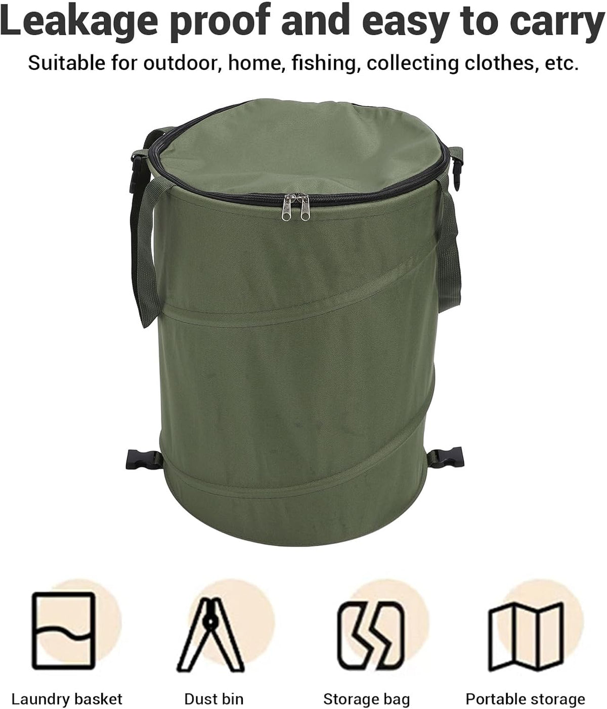 Zunate Collapsible Lawn and Leaf Bag, 24 Gallon Collapsible Trash Can, Reusable Outdoor Yard Waste