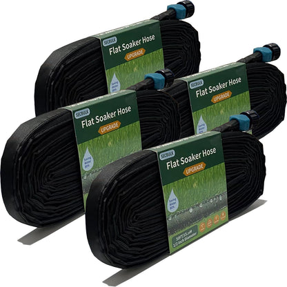 Secbulk 2026 Flat Soaker Hose 200 ft for Garden, 200' (50ft x 4) Linkable Drip Hose Diy Garden