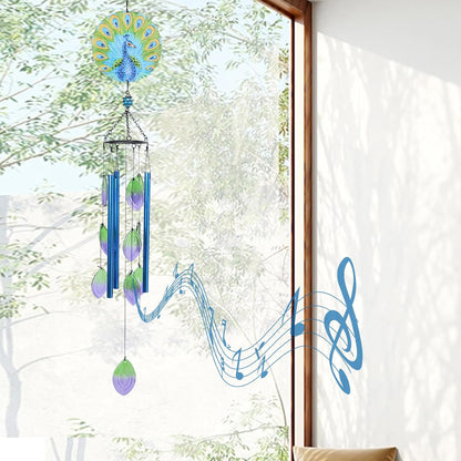 MUMTOP Wind Chimes for Outside-Glass Peacock Wind Chime - Deep Tone Windchimes Outdoors Unique for