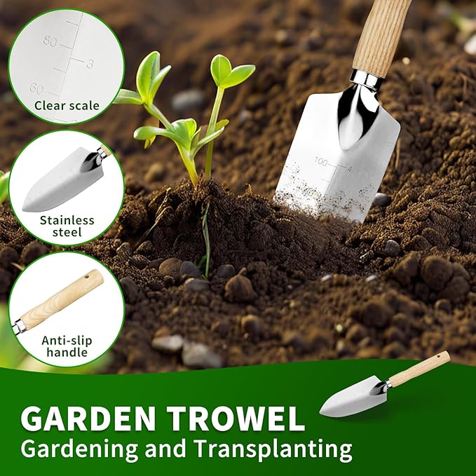 Garden Tool Set, 5 Pcs Gardening Tool Set with Weeder Puller, Dibber, Transplanter, Big Trowel